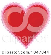 Royalty Free RF Clip Art Illustration Of A Red 3d Valentine Heart With Pink Lace