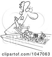 Poster, Art Print Of Cartoon Black And White Outline Design Of A Man At A Craps Table