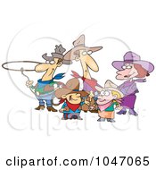 Royalty Free RF Clip Art Illustration Of A Cartoon Western Cowboy Family