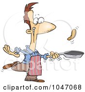 Poster, Art Print Of Cartoon Man Flipping Pancakes