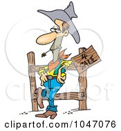 Poster, Art Print Of Cartoon Western Cowboy Selling Property