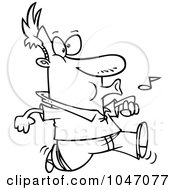 Royalty Free RF Clip Art Illustration Of A Cartoon Black And White Outline Design Of A Confident Man Whistling