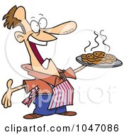 Royalty Free RF Clip Art Illustration Of A Cartoon Man Baking Cookies by toonaday