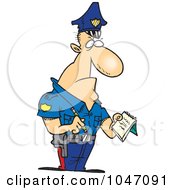 Poster, Art Print Of Cartoon Tough Cop Writing A Ticket