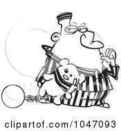 Poster, Art Print Of Cartoon Black And White Outline Design Of A Con Sucking His Thumb And Holding A Teddy Bear