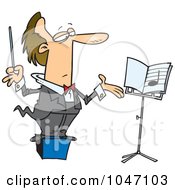 Poster, Art Print Of Cartoon Conductor On A Podium