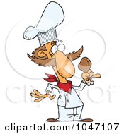 Cartoon Chef Holding A Chicken Drumstick