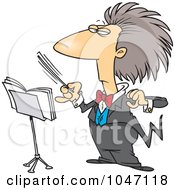 Royalty Free RF Clip Art Illustration Of A Cartoon Conductor Waving His Wand