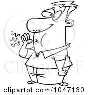 Royalty Free RF Clip Art Illustration Of A Cartoon Black And White Outline Design Of A Cougher