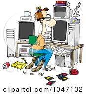 Poster, Art Print Of Cartoon Computer Geek With A Messy Office