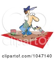 Poster, Art Print Of Cartoon Man Painting A Floor