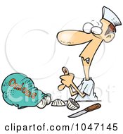 Royalty Free RF Clip Art Illustration Of A Cartoon Chef Cutting Himself While Prepping Onions by toonaday
