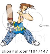 Royalty Free RF Clip Art Illustration Of A Cartoon Man Playing Cricket
