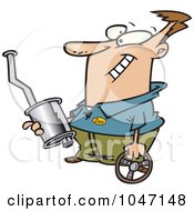 Royalty Free RF Clip Art Illustration Of A Cartoon Guy Holding Car Parts