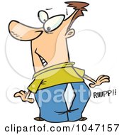 Royalty Free RF Clip Art Illustration Of A Cartoon Man With Ripping Pants by toonaday
