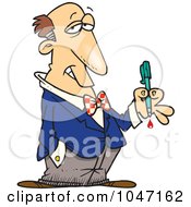 Royalty Free RF Clip Art Illustration Of A Cartoon Critic Holding A Bleeding Pen