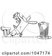 Royalty Free RF Clip Art Illustration Of A Cartoon Black And White Outline Design Of A Man With Buttery Pancakes by toonaday