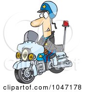 Royalty Free RF Clip Art Illustration Of A Cartoon Motorcycle Cop by toonaday