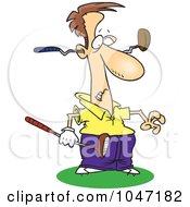 Poster, Art Print Of Cartoon Golfer With A Club Through His Head