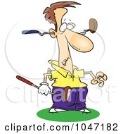 Royalty Free RF Clip Art Illustration Of A Cartoon Golfer With A Club Through His Head