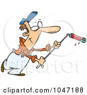 Royalty Free RF Clip Art Illustration Of A Cartoon House Painter Using A Roller by toonaday