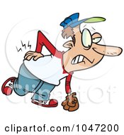 Royalty Free RF Clip Art Illustration Of A Cartoon Baseball Player With Back Pain by toonaday