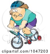 Poster, Art Print Of Cartoon Chubby Man Riding A Bike With Training Wheels