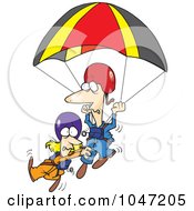 Cartoon Couple Parachuting