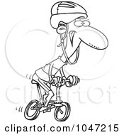 Poster, Art Print Of Cartoon Black And White Outline Design Of A Cyclist