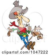 Poster, Art Print Of Cartoon Cowboy On A Stick Pony