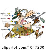 Poster, Art Print Of Cartoon Man Being Hit With Paintballs