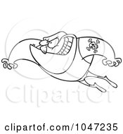 Poster, Art Print Of Cartoon Black And White Outline Design Of A Leaping Wrestler