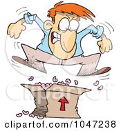 Cartoon Man Jumping On Packing Peanuts In A Box