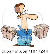 Poster, Art Print Of Cartoon Man Stuck To His Packages