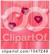Poster, Art Print Of Pink Heart Pendants Over A Silk Background With Copyspace