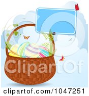 Poster, Art Print Of Butterflies Around An Easter Basket With Clouds