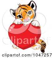 Poster, Art Print Of Cute Tiger With A Valentine Heart