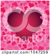 Poster, Art Print Of Dark Pink Heart On A Heart Pattern Background