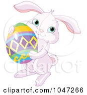 Royalty Free RF Clip Art Illustration Of A Cute Bunny Holding An Easter Egg