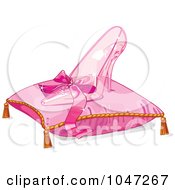 Royalty Free RF Clip Art Illustration Of A Clear Slipper On A Pink Pillow by Pushkin