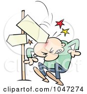 Royalty Free RF Clip Art Illustration Of A Directional Sign Crashing Down On A Toon Guy
