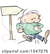 Royalty Free RF Clip Art Illustration Of A Toon Guy Proudly Walking Past A Sign