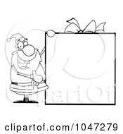 Royalty Free RF Clip Art Illustration Of An Outline Of Santa With A Blank Gift Sign