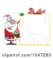 Royalty Free RF Clip Art Illustration Of A Black Santa Presenting A Blank Gift Sigh