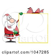Royalty Free RF Clip Art Illustration Of Santa Presenting A Blank Gift Sigh