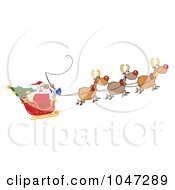 Poster, Art Print Of Santa Claus In Flight With His Reindeer And Sleigh