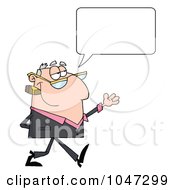 Poster, Art Print Of Businessman Gesturing And Smoking A Cigar With A Speech Bubble