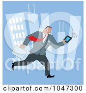 Poster, Art Print Of Businessman Running Through A City With A Briefcase And Tablet - 2