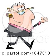 Royalty Free RF Clip Art Illustration Of A Businessman Gesturing And Smoking A Cigar 1