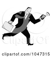 Poster, Art Print Of Businessman Running With A Briefcase And Tablet - 2
